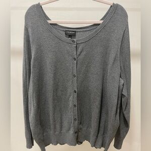 Lane Bryant Gray Button Cardigan Sweater Women 23/24 Preppy Academia Traditional